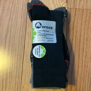 3 pairs NWT Crocs cushioned socks Black Grey sock size 7-9 shoe size 9-5